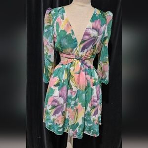 Multicolor Floral Long Sleeve Dress